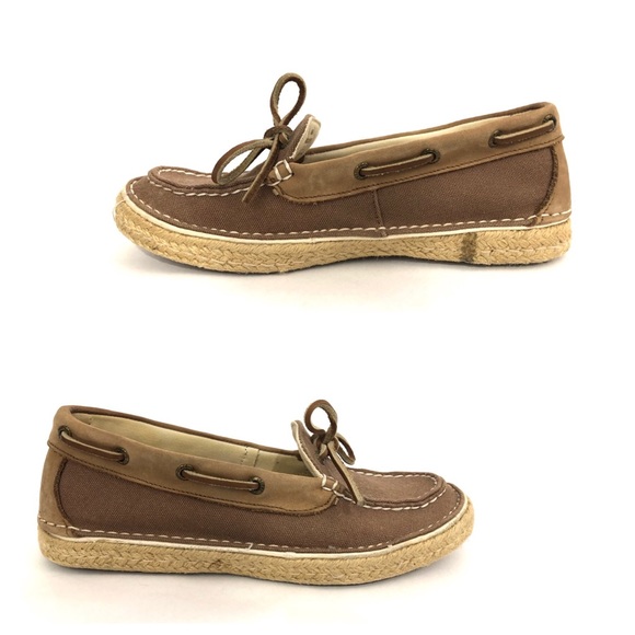 🍑Sold Sperry Top Sider Shoes Canvas Leather - Picture 2 of 7